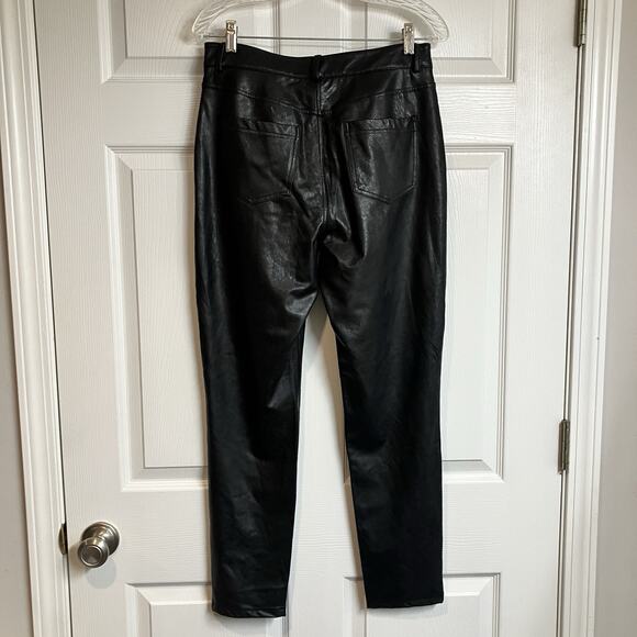 Commando Faux Leather 5 Pocket Black High Rise Straight Leg Trouser Pants Size M - Picture 2 of 9